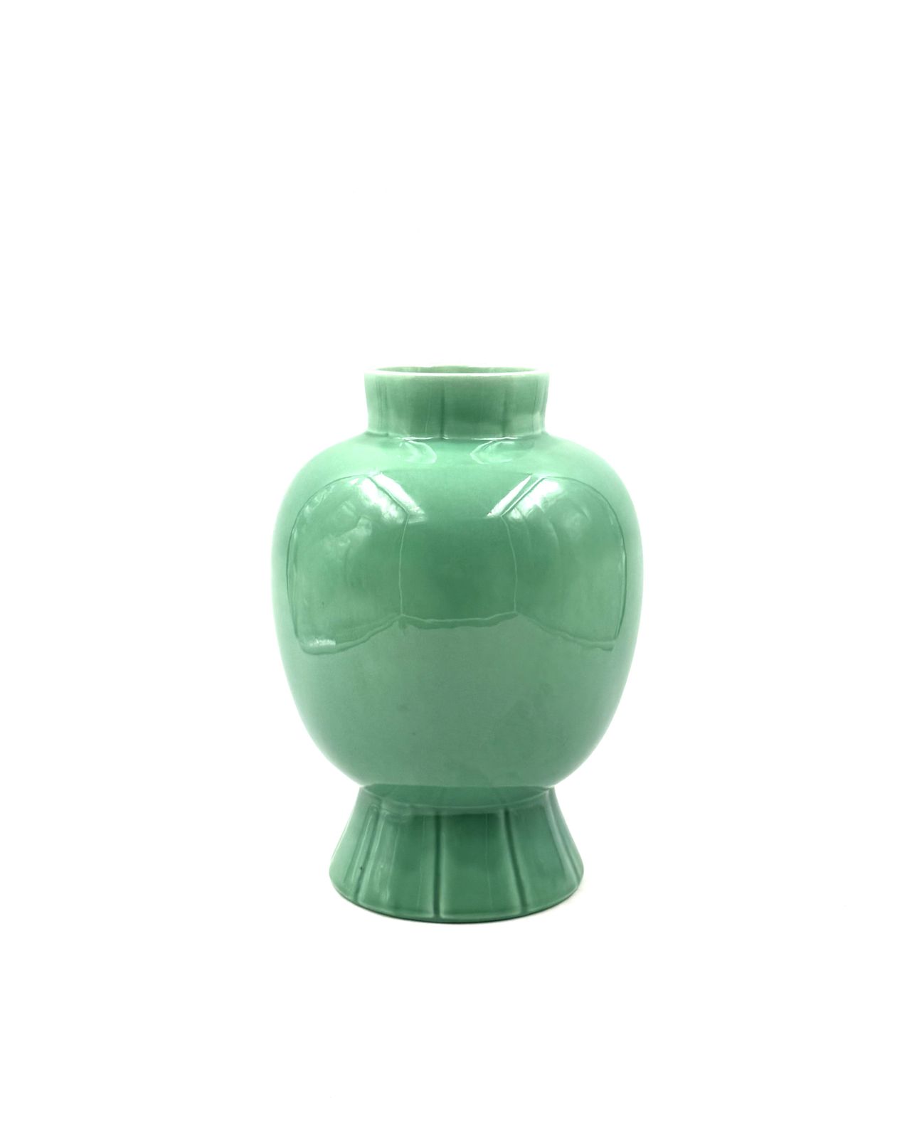 Paul Millet, Art Deco Green Ceramic Vase, Sevres France 1930s photo Home Decor