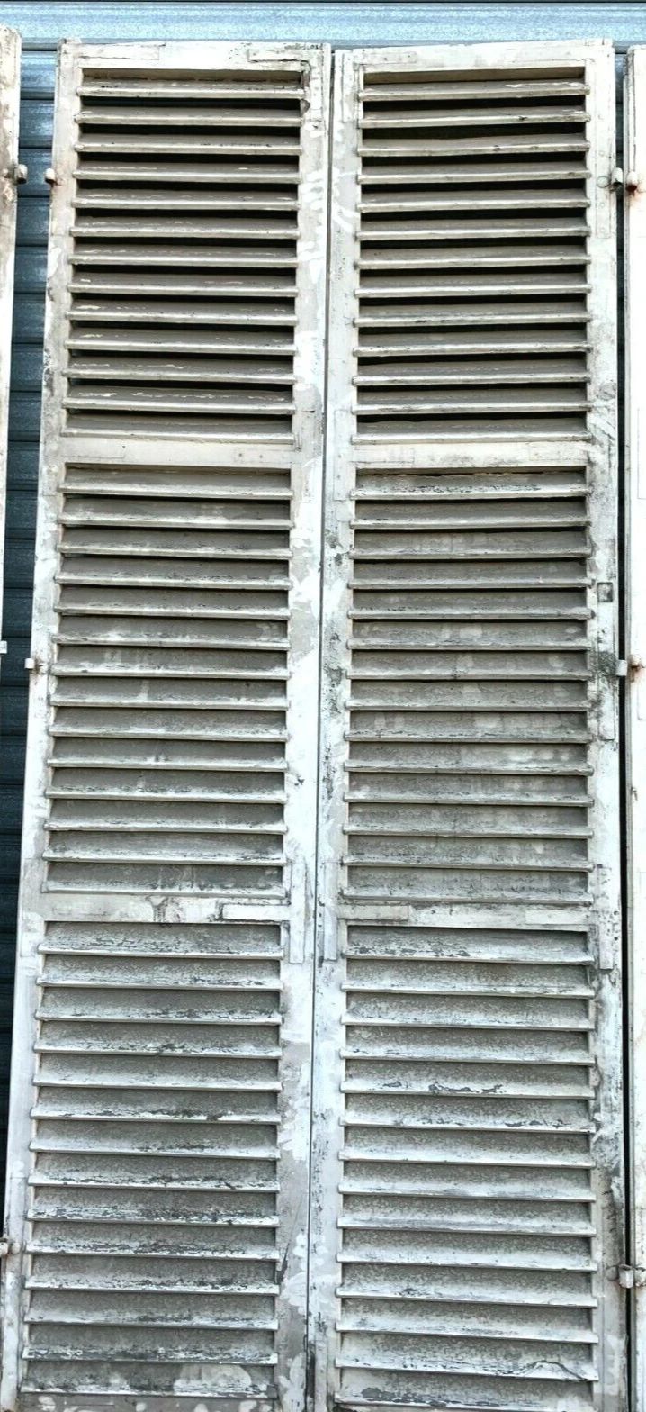 Suite Of 2 Pairs Solid Oak Shutters 19th Century photo vinterior