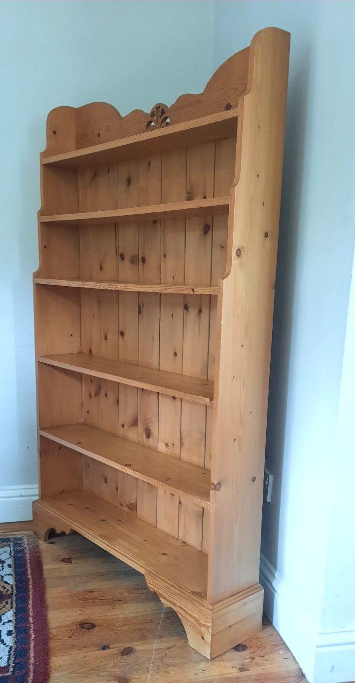 Vintage Pine 6 Shelf Country Style Free Standing Pine Shelving Unit Bookcase photo for sale