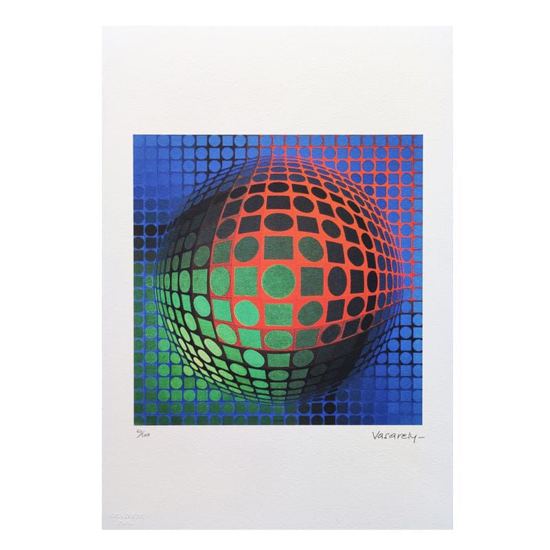 1970s Gorgeous Victor Vasarely Op Art Limited Edition Lithograph