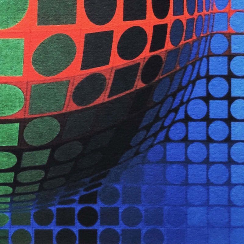 1970s Gorgeous Victor Vasarely Op Art Limited Edition Lithograph photo for sale