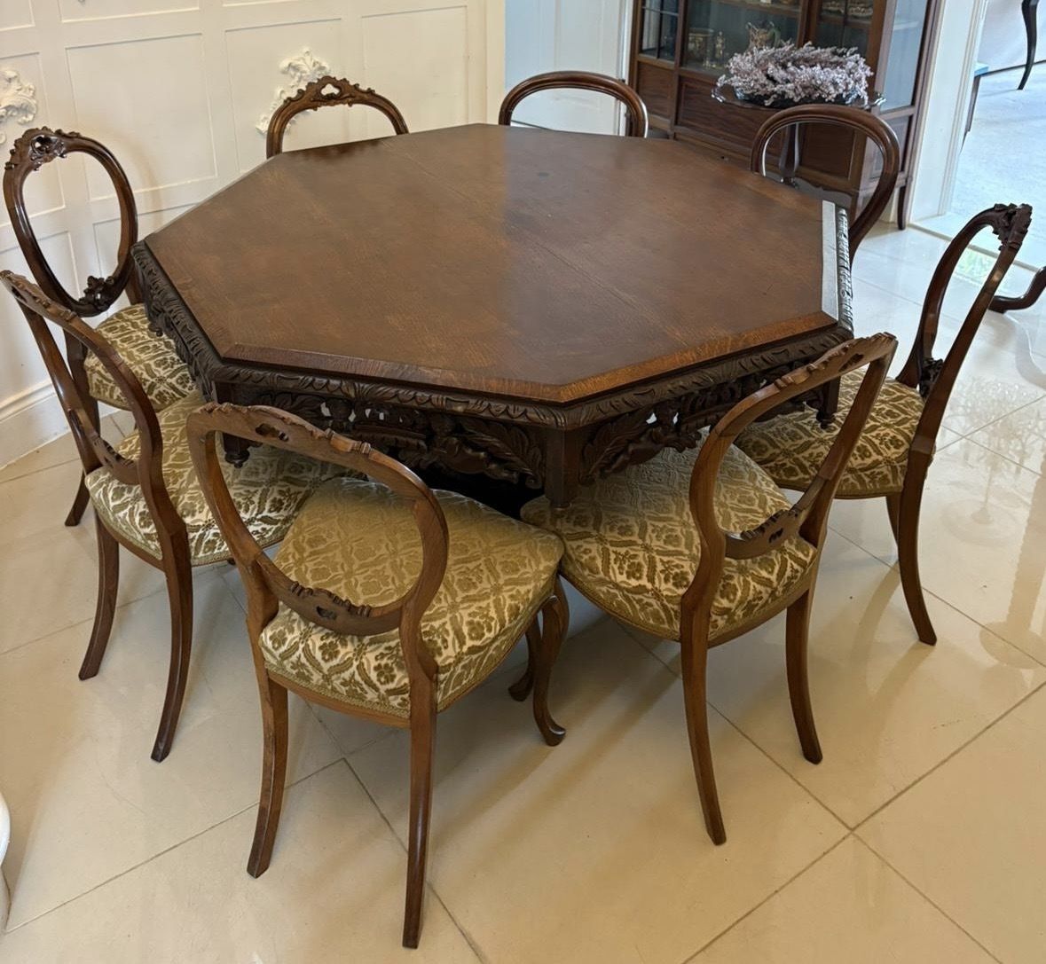 4495.0 Superb Quality Large Antique 19th Century Carved Oak Dining Table photo