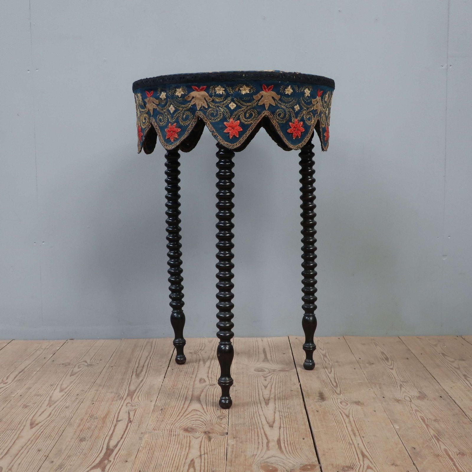 19th Century Crewel Work Bobbin Table