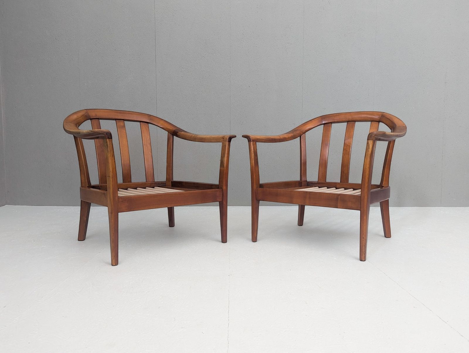 Mid Century Wilhelm Knoll Cherry Wood Armchairs, Germany, 1960s