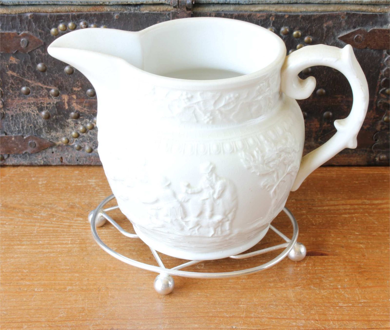 Antique Silver Plate Coaster Trivet. Ct Burrows Teapot Stand. Heart Design. photo vintage