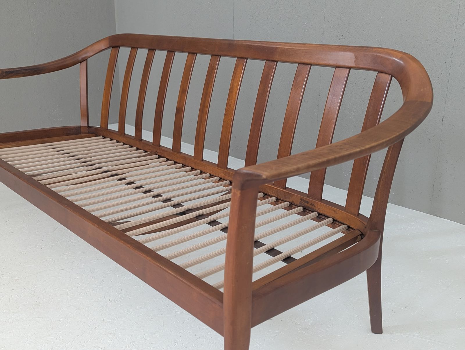 photo for sale Wilhelm Knoll Mid Century Cherry Wood Sofa, Germany, 1960s