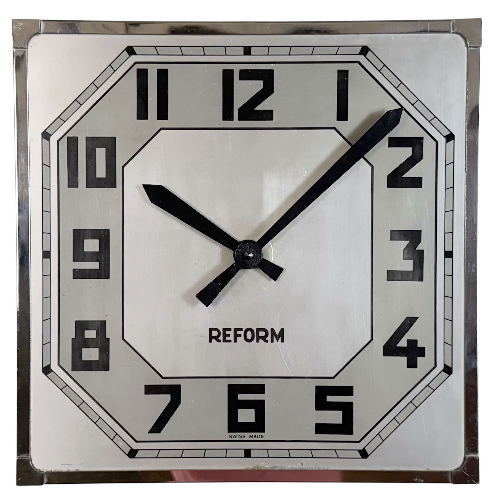 Vintage Swiss Square Wall Clock From Reform, 1950s