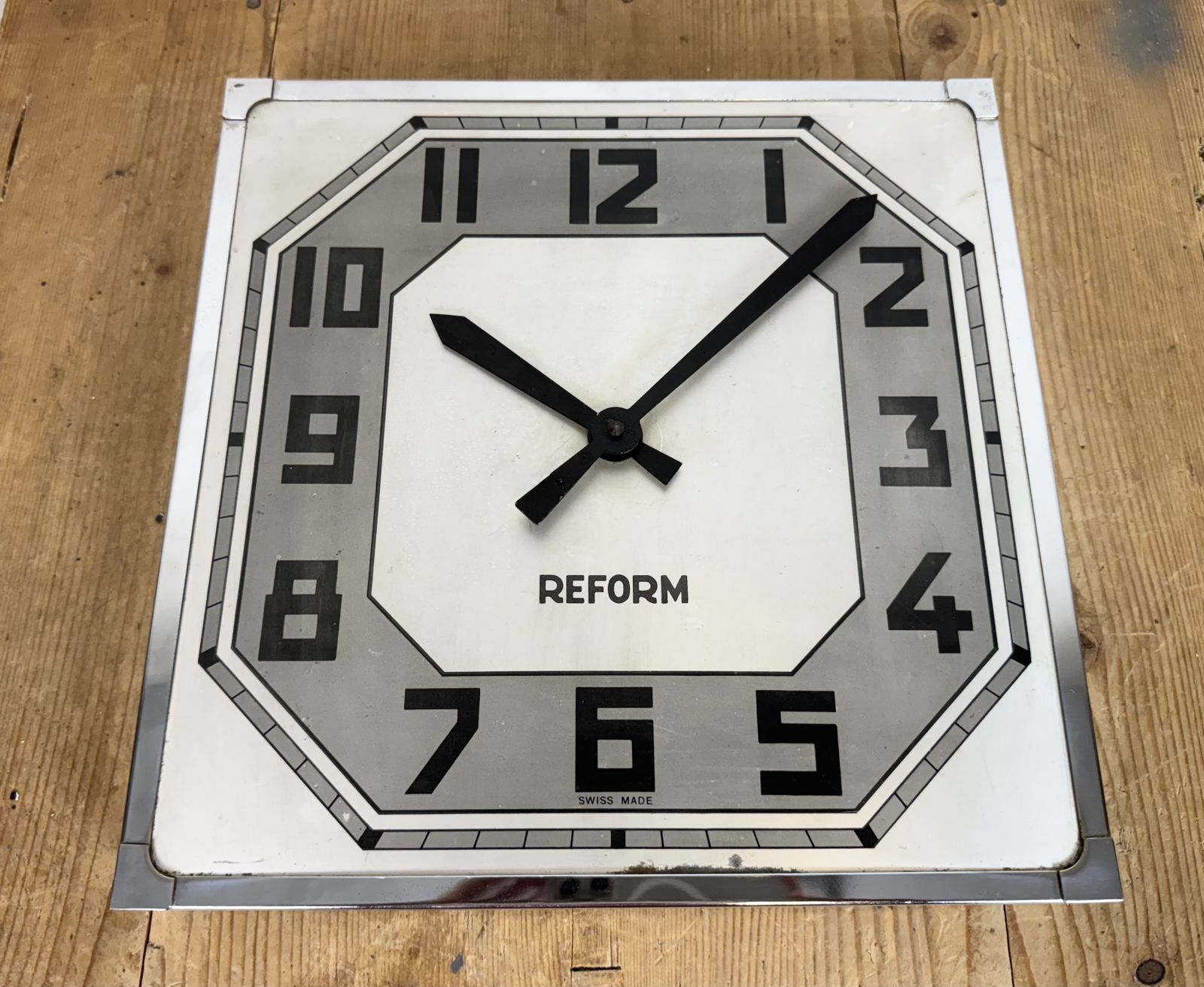 329.0 Vintage Swiss Square Wall Clock From Reform, 1950s photo