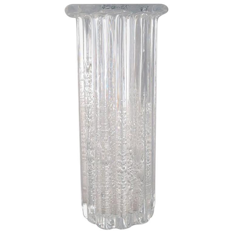 Willy Johansson For Hadeland, Sweden, Ribbed "Atlantic" Vase In Clear Art Glass