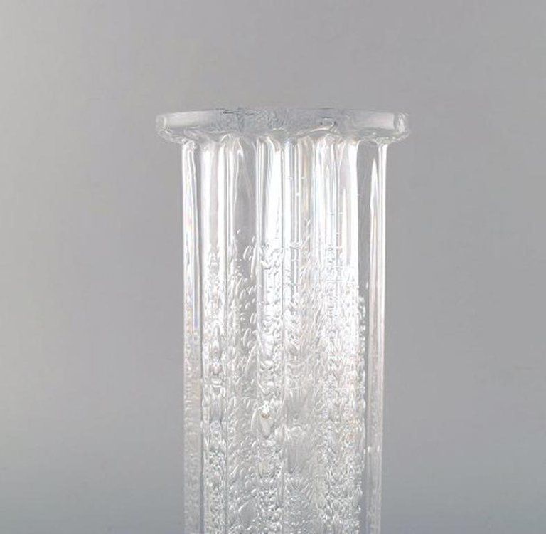 Willy Johansson For Hadeland, Sweden, Ribbed "Atlantic" Vase In Clear Art Glass photo for sale