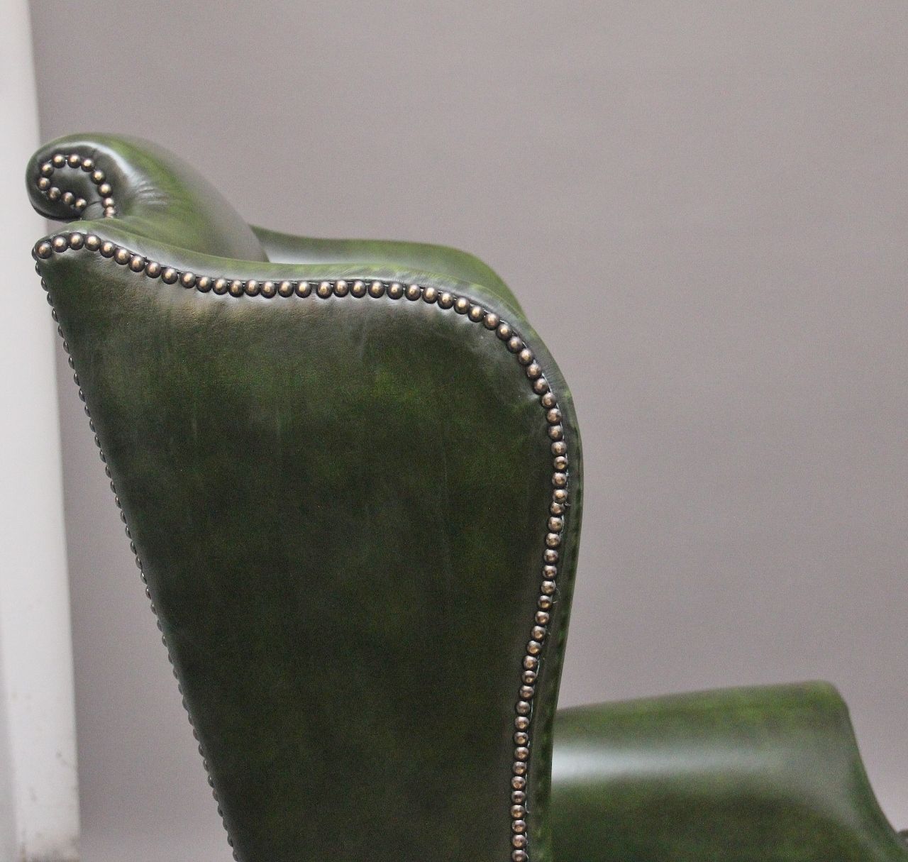 photo for sale Large Pair Of Early 20th Century Walnut Wingback Armchairs