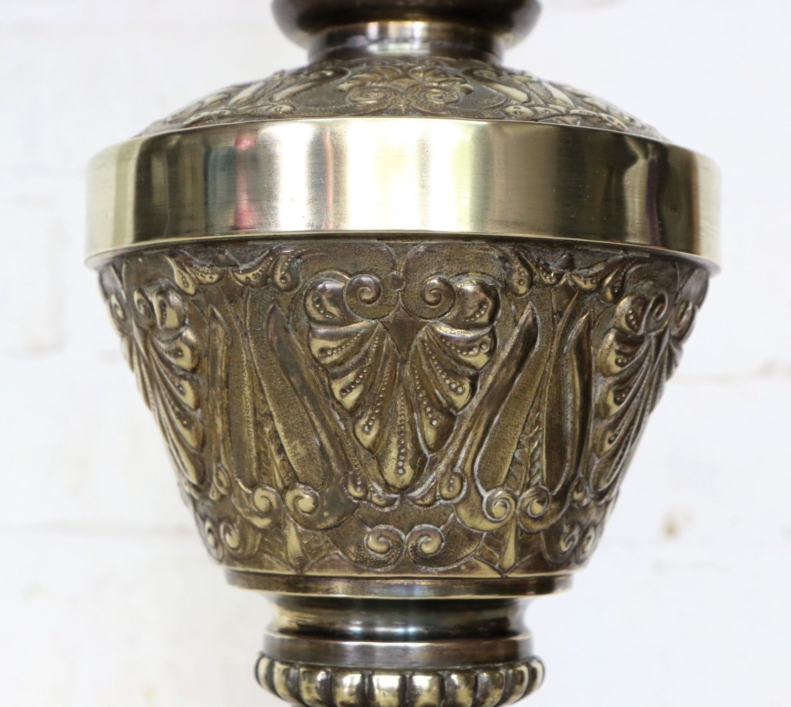 Table Lamp Ornate Victorian Brass Oil Lamp Conversion  Chased Decorations Large photo 135.0