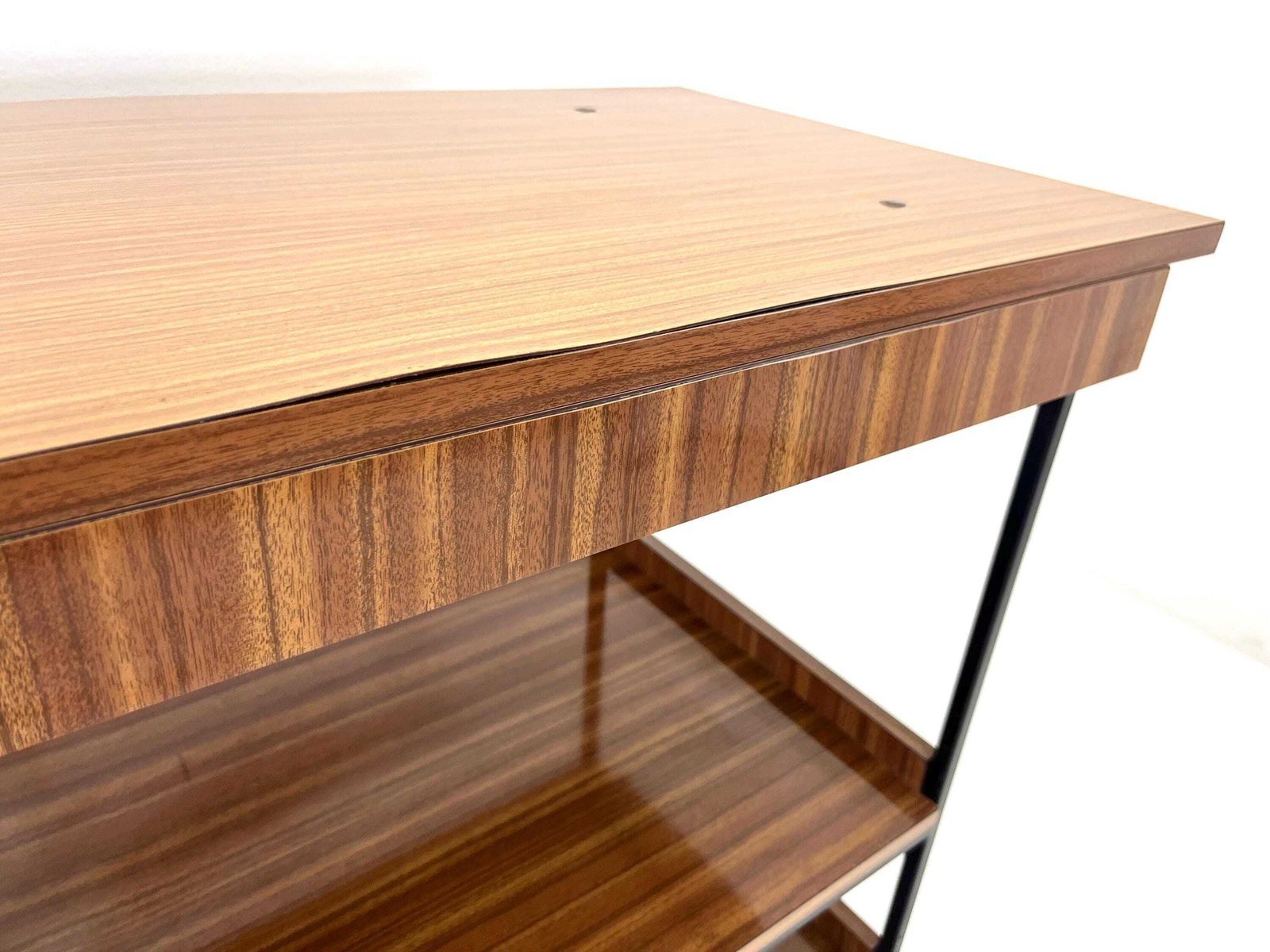 Mid Century Modern Vintage Tv Stand With Shelves / Retro Wood And Metal Media Console / 1970 Yugoslavia photo Furniture