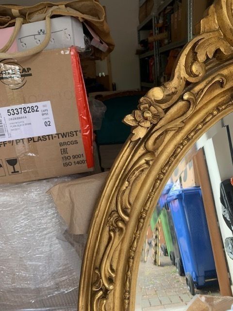 Sculpted Wood Mirror With Gold Paint Finish photo buy