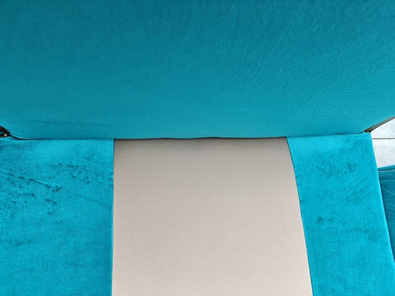 photo buy Rose Wood Recliner Sofa With New Turquoise Upholstery, New Mattress Included.