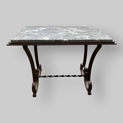 A French Wrought Iron Marble Topped Table photo furniture