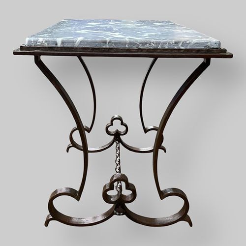 A French Wrought Iron Marble Topped Table photo Furniture