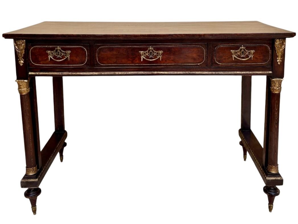 French Desk Table In Brown Golden Bronze, 1870