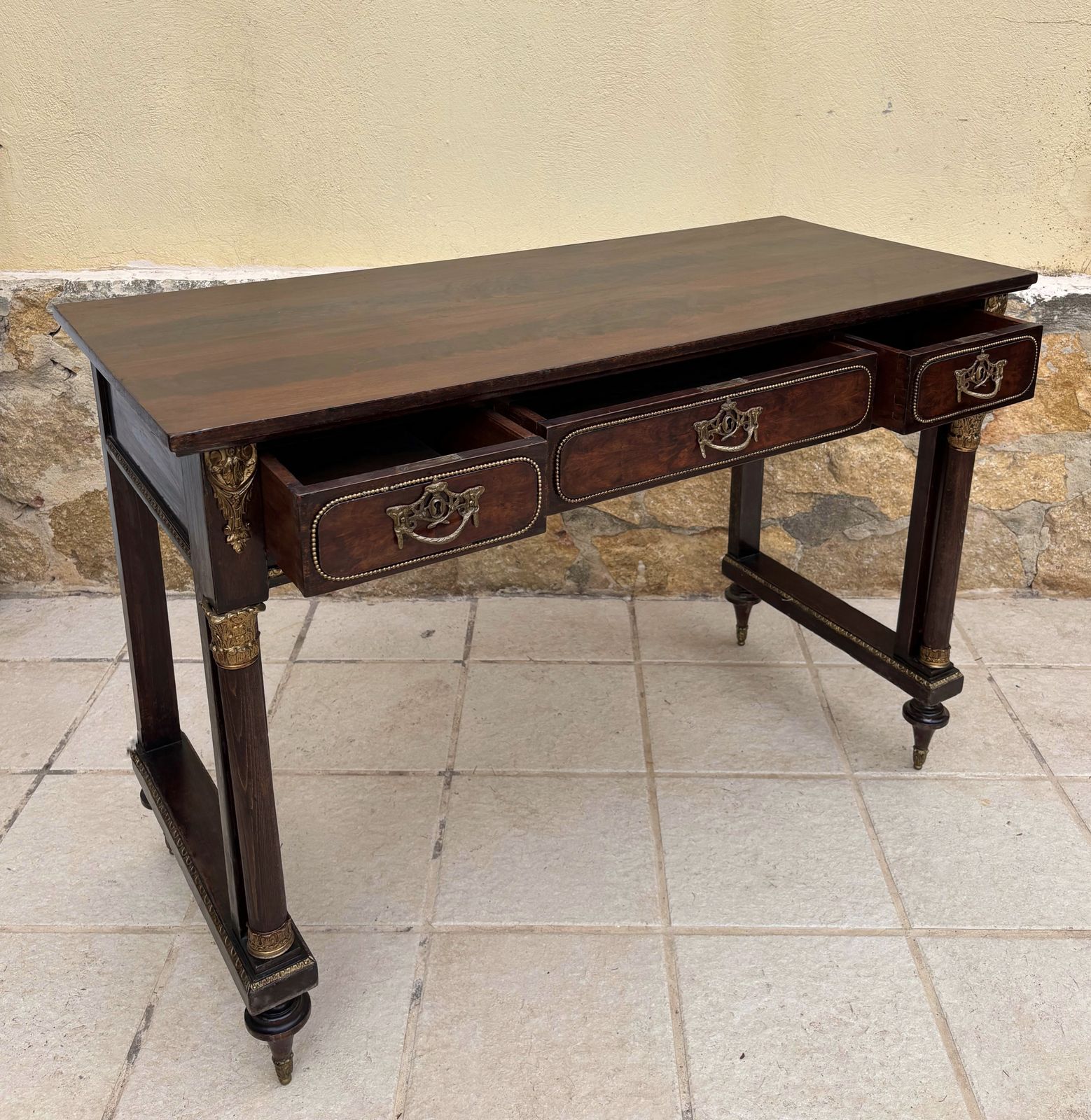 French Desk Table In Brown Golden Bronze, 1870 photo Furniture