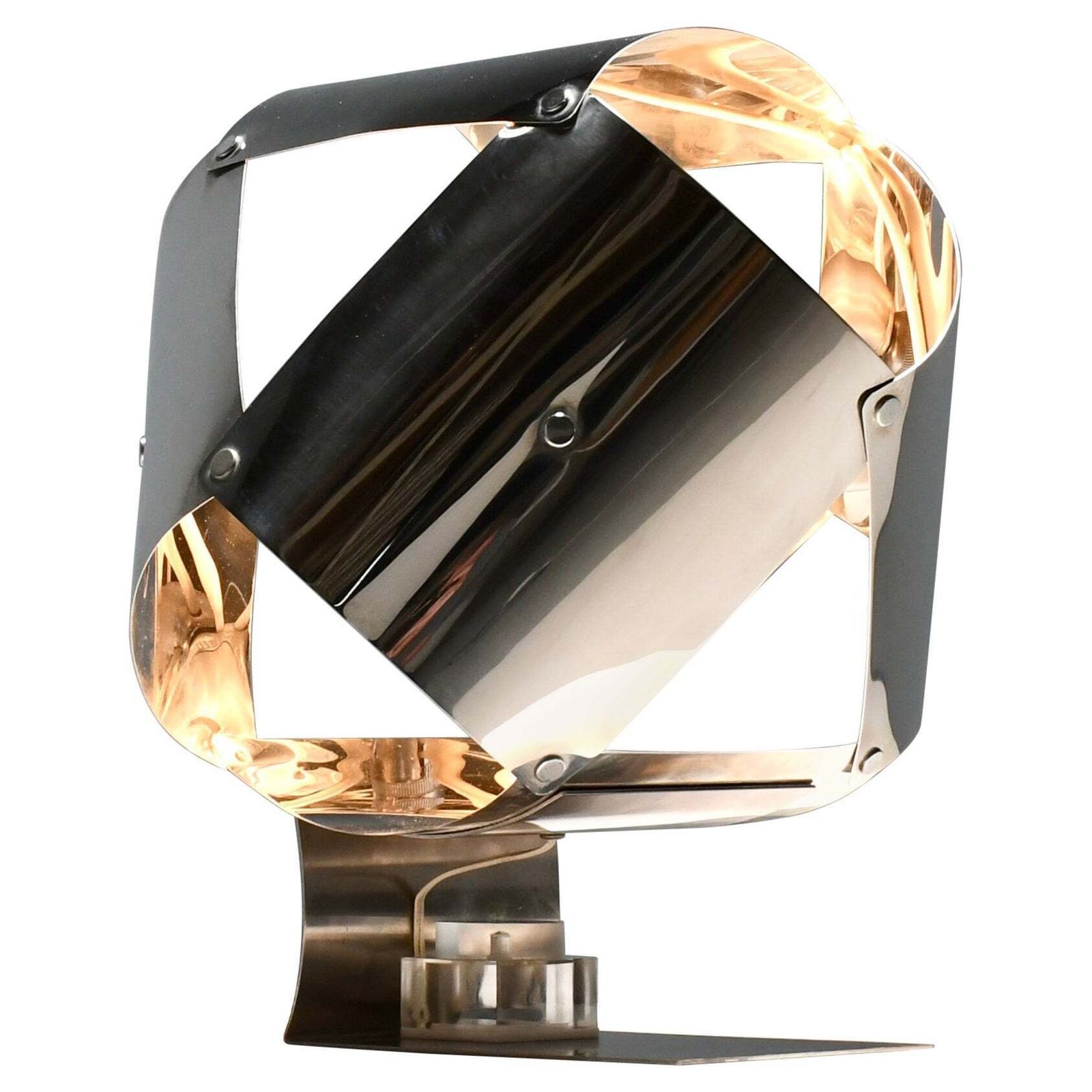 Stainless Steel Table Lamp By Edera Radici For Sagim – Italy, 1970