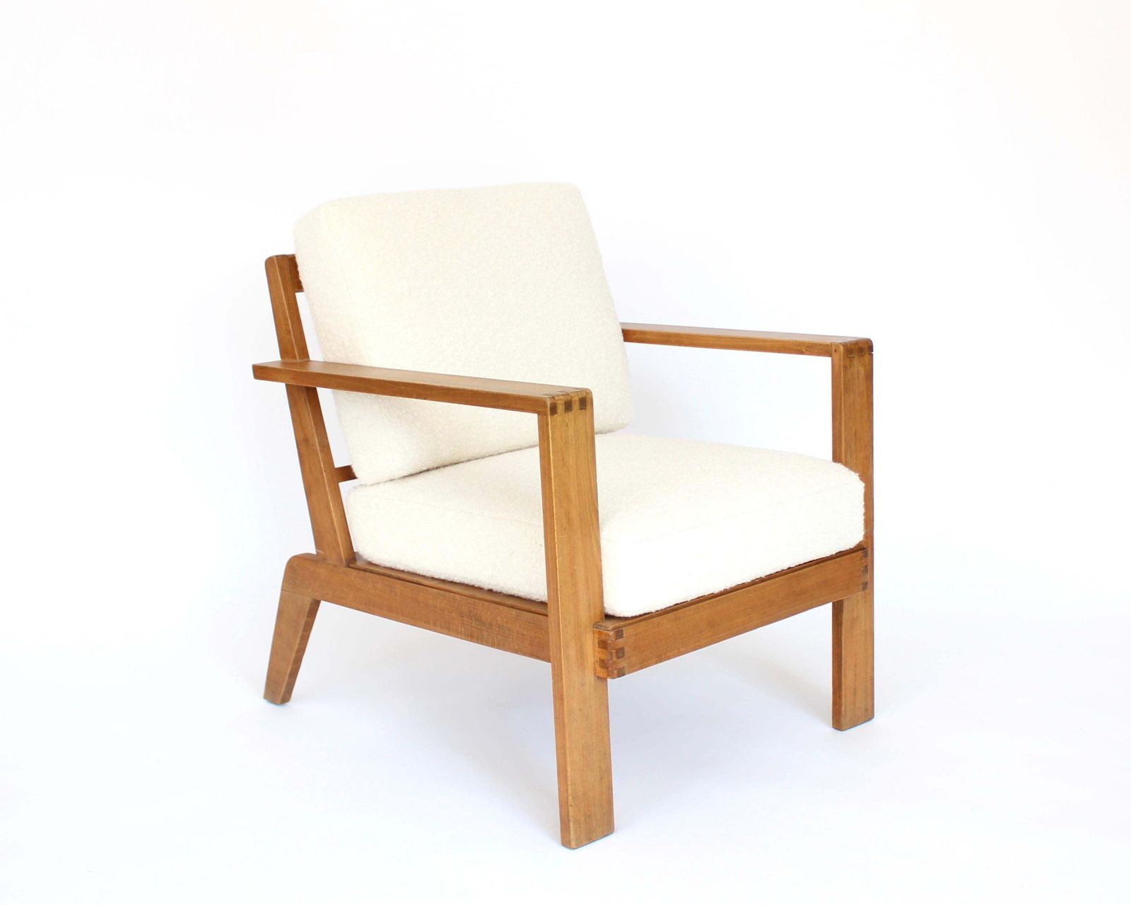 photo furniture Rene Gabriel French Oak Grid Back Lounge Chair Reconstruction Period