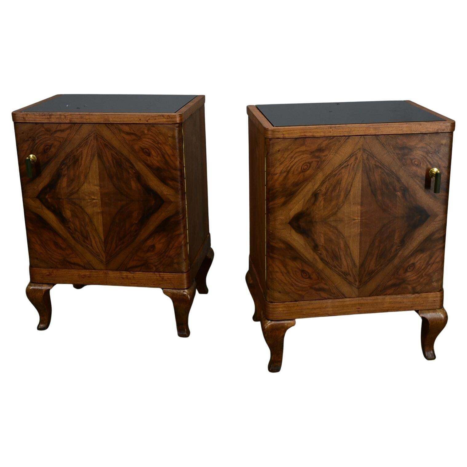 1932s Pair Of Art Deco Bedside Tables, Czechoslovakia