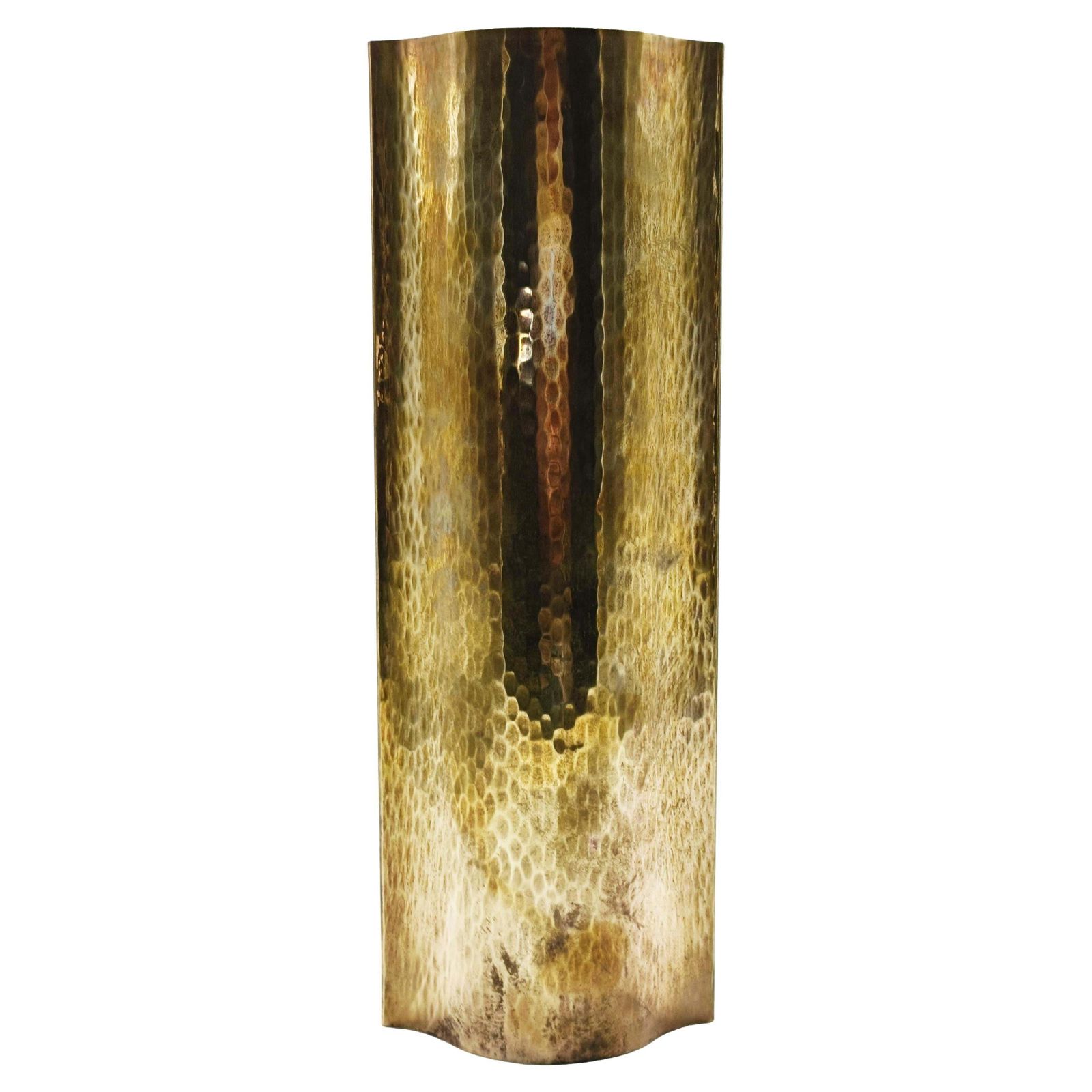 Zanetto Vase In Martellato Brass, Italy 1970s