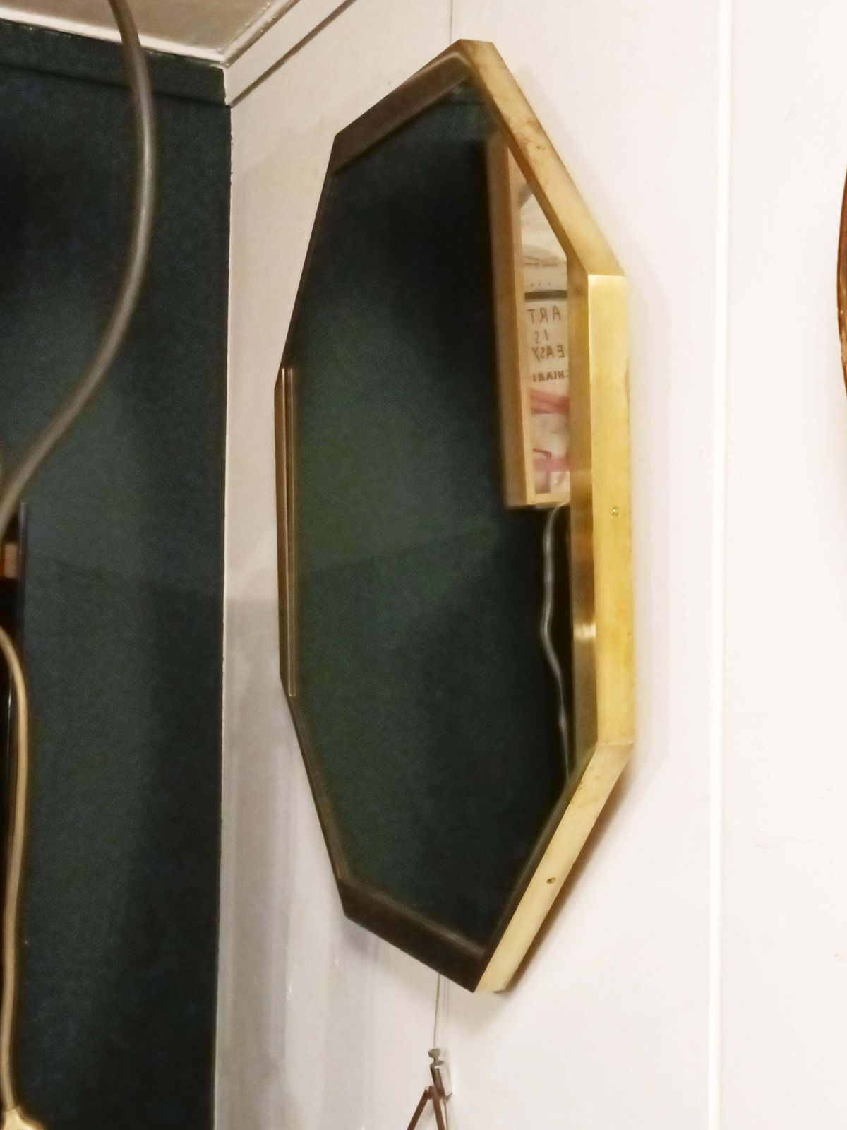 Large Octagonal Brass Wall Mirror, Italy 1950s photo Home Decor