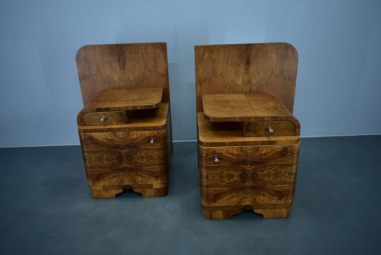 1939s Pair Of Art Deco Bedside Tables, Czechoslovakia photo vinterior