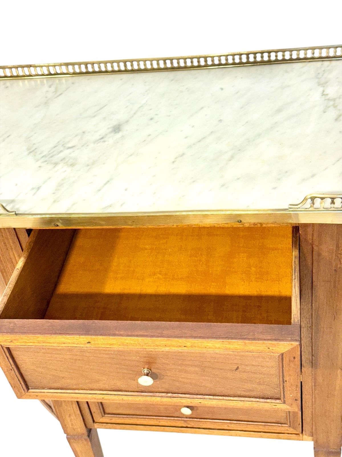 3019.0 Petite French Walnut Demilune Commode, Marble Top, Late 19th Century photo