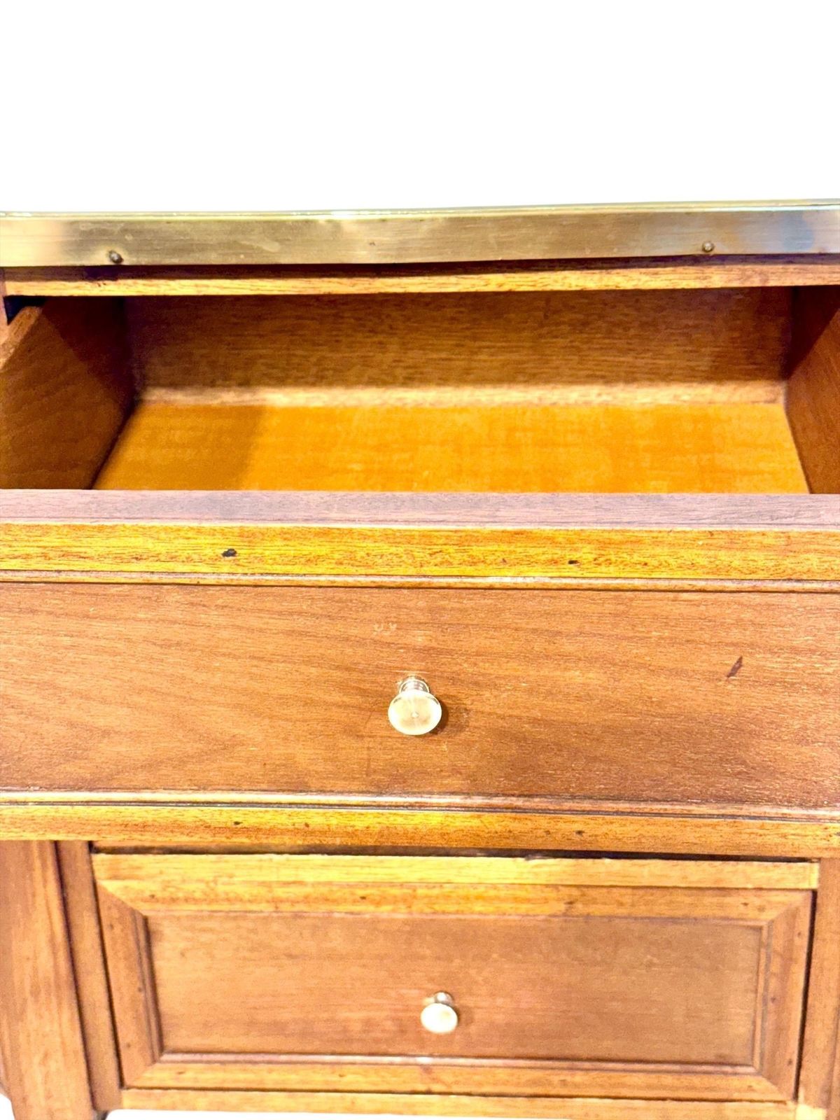 photo vinterior Petite French Walnut Demilune Commode, Marble Top, Late 19th Century