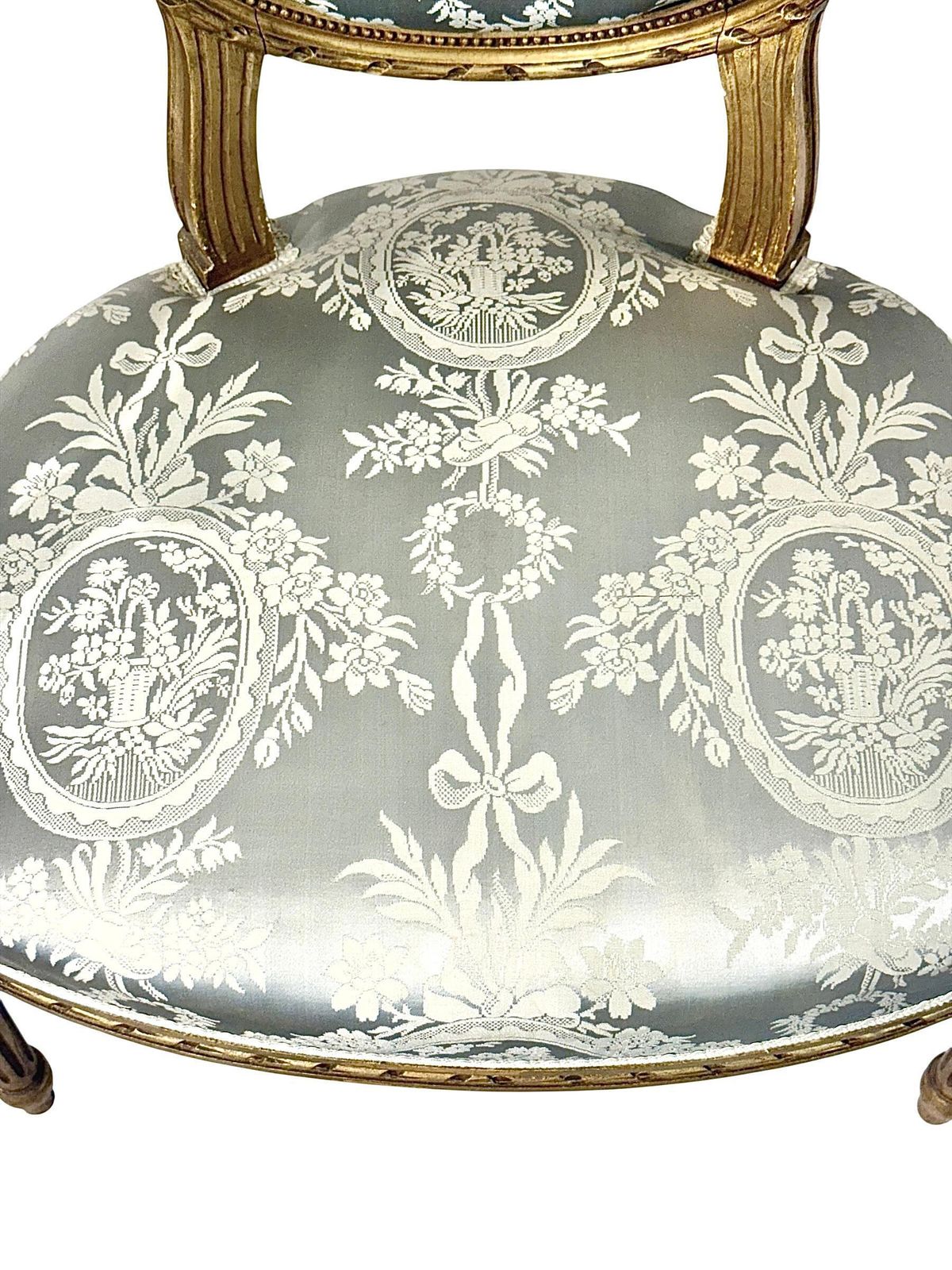 photo vintage Pair Of Louis XVI Medallion Carved And Gilded Wood Armchairs