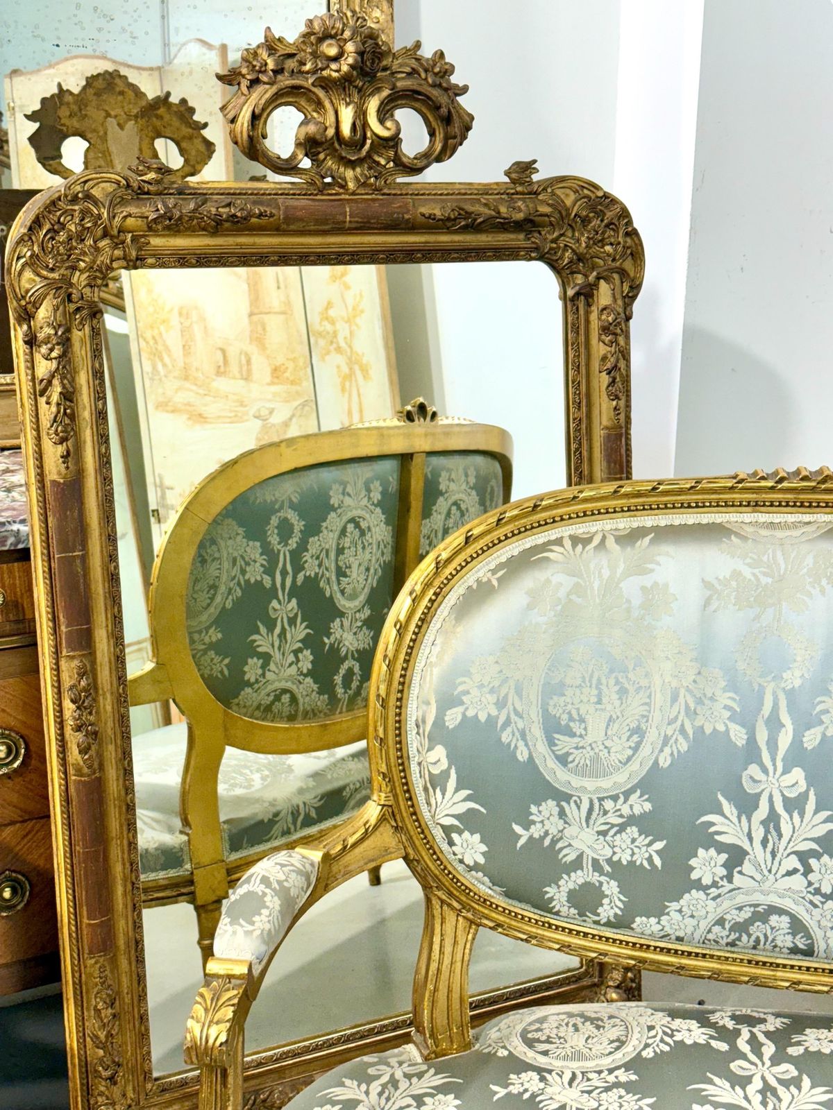 Louis XVI Style French Carved And Gilded Sofa, 19th Century photo 3737.0
