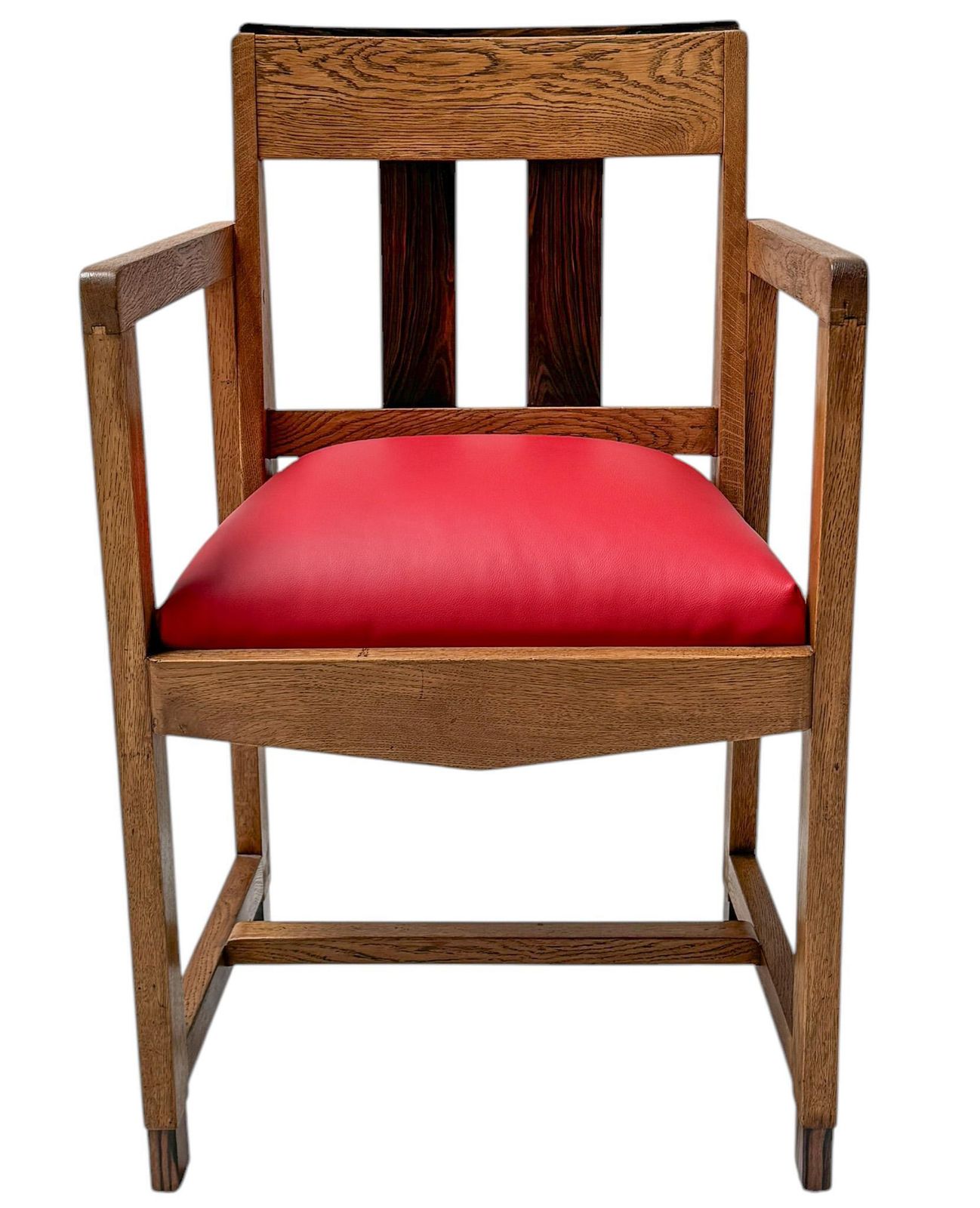 Art Deco Modernist Armchair With Red Leather Seat, 1920s photo for sale