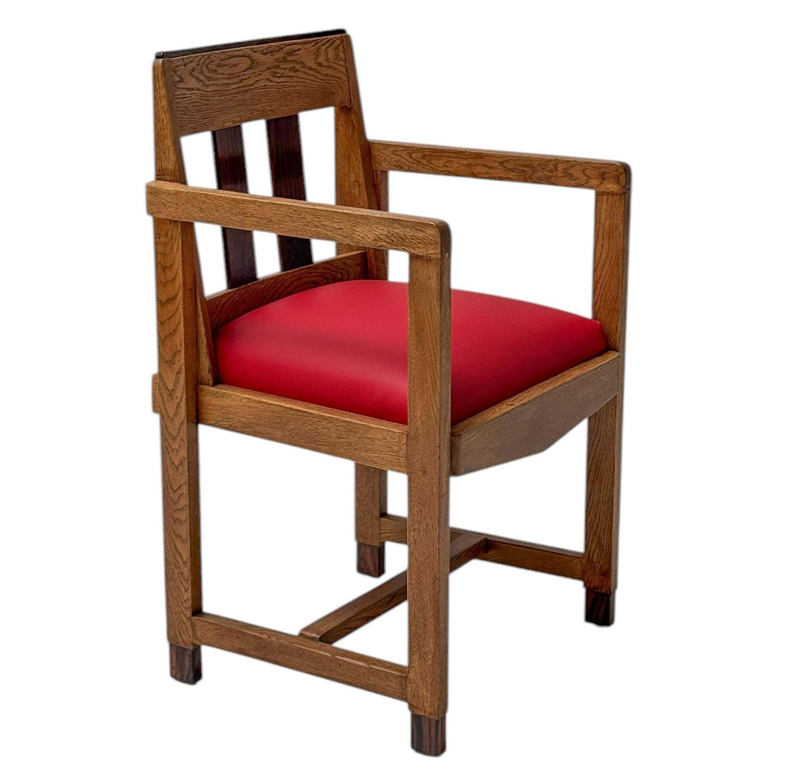 Art Deco Modernist Armchair With Red Leather Seat, 1920s photo Furniture