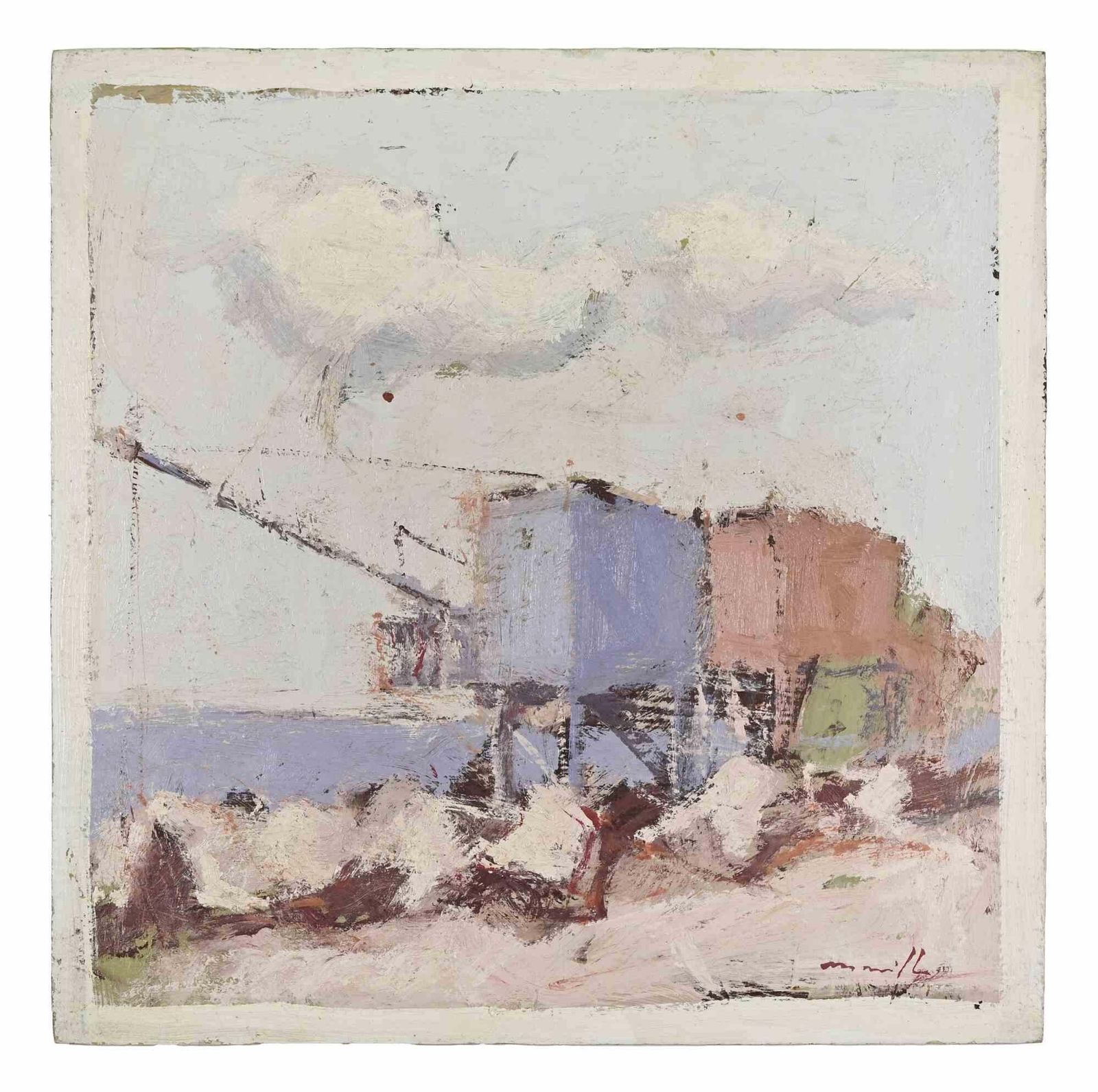 Franco Marzilliseaside   Oil Painting By Franco Marzilli   1970s1970s