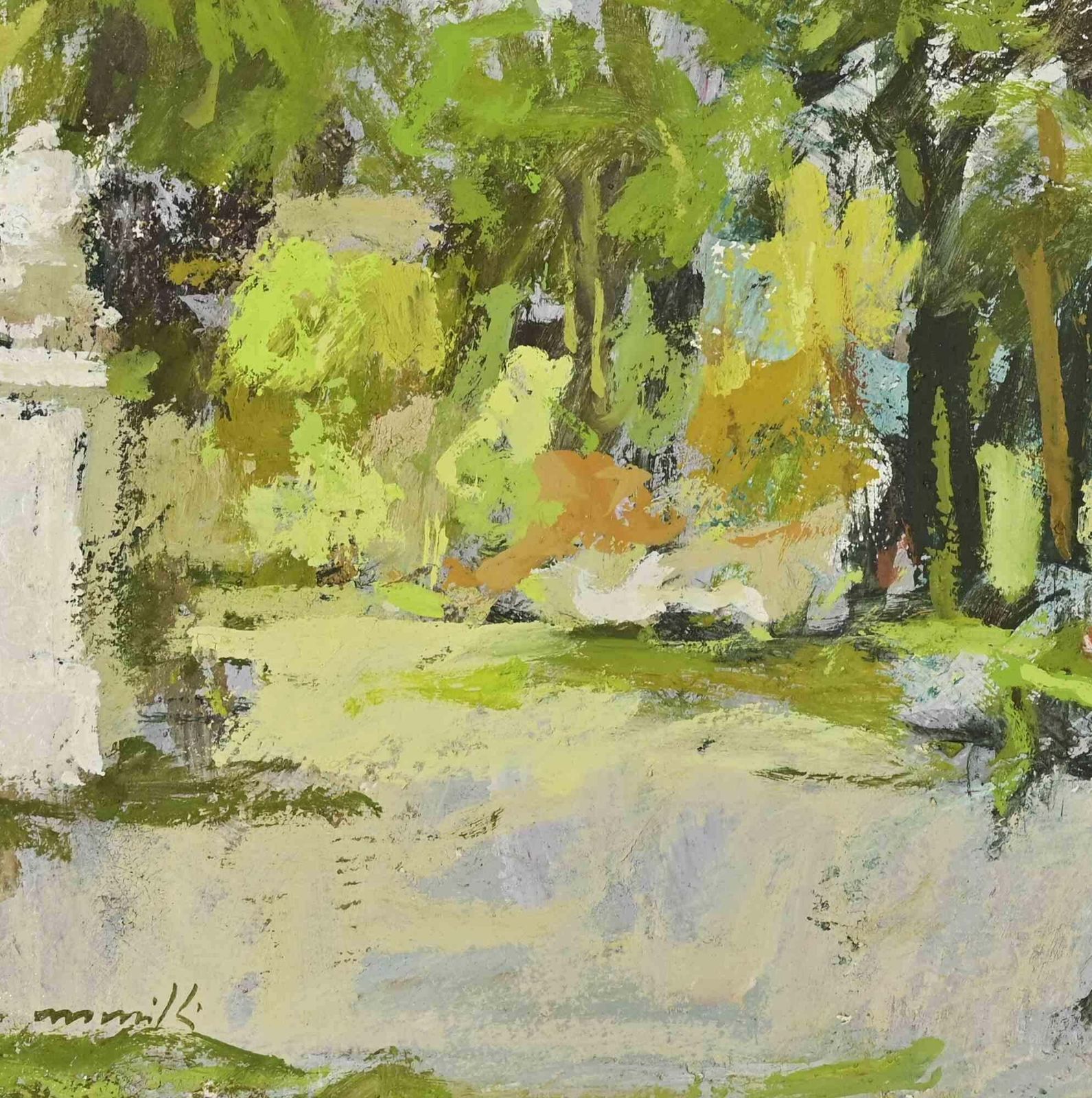 Franco Marzilliballerina  In The Park   Oil Painting By Franco Marzilli   1970s1970s photo for sale