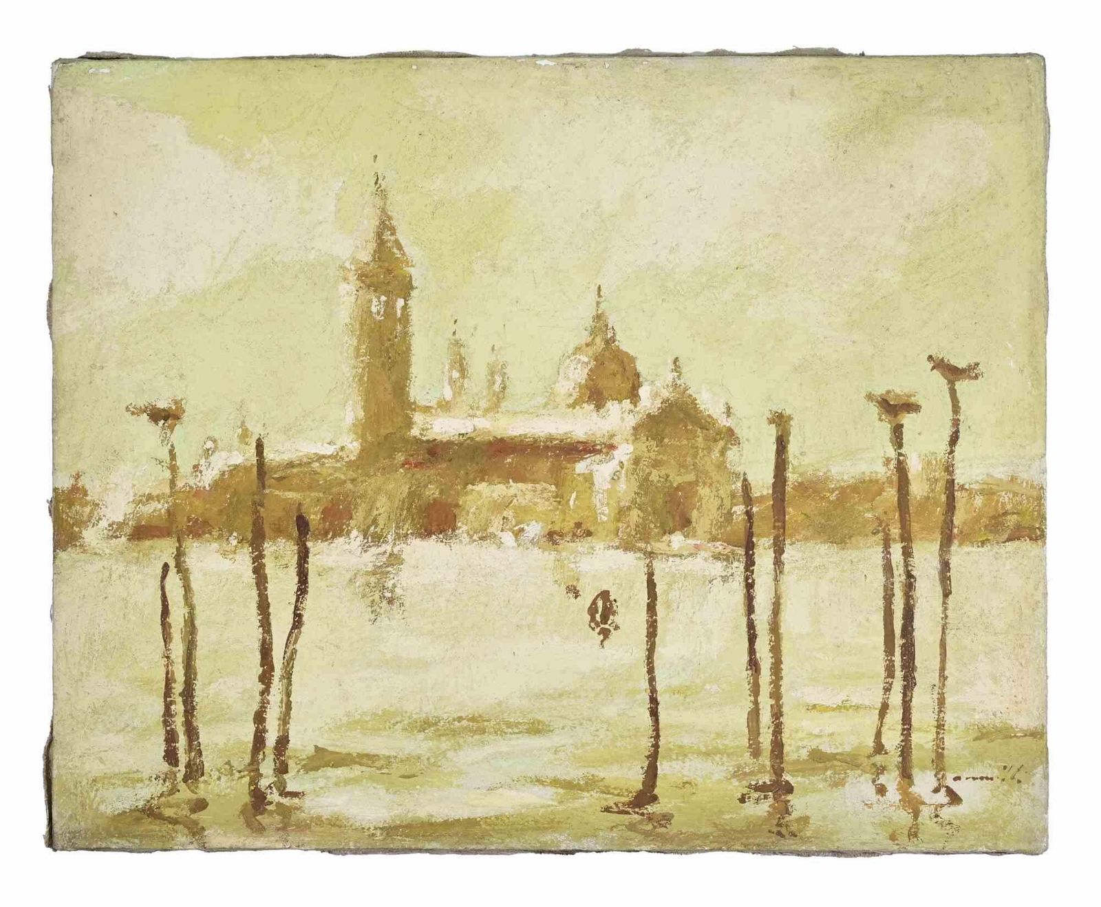 Franco Marzilliview Of Venice   Oil Painting By Franco Marzilli   1970s1970s