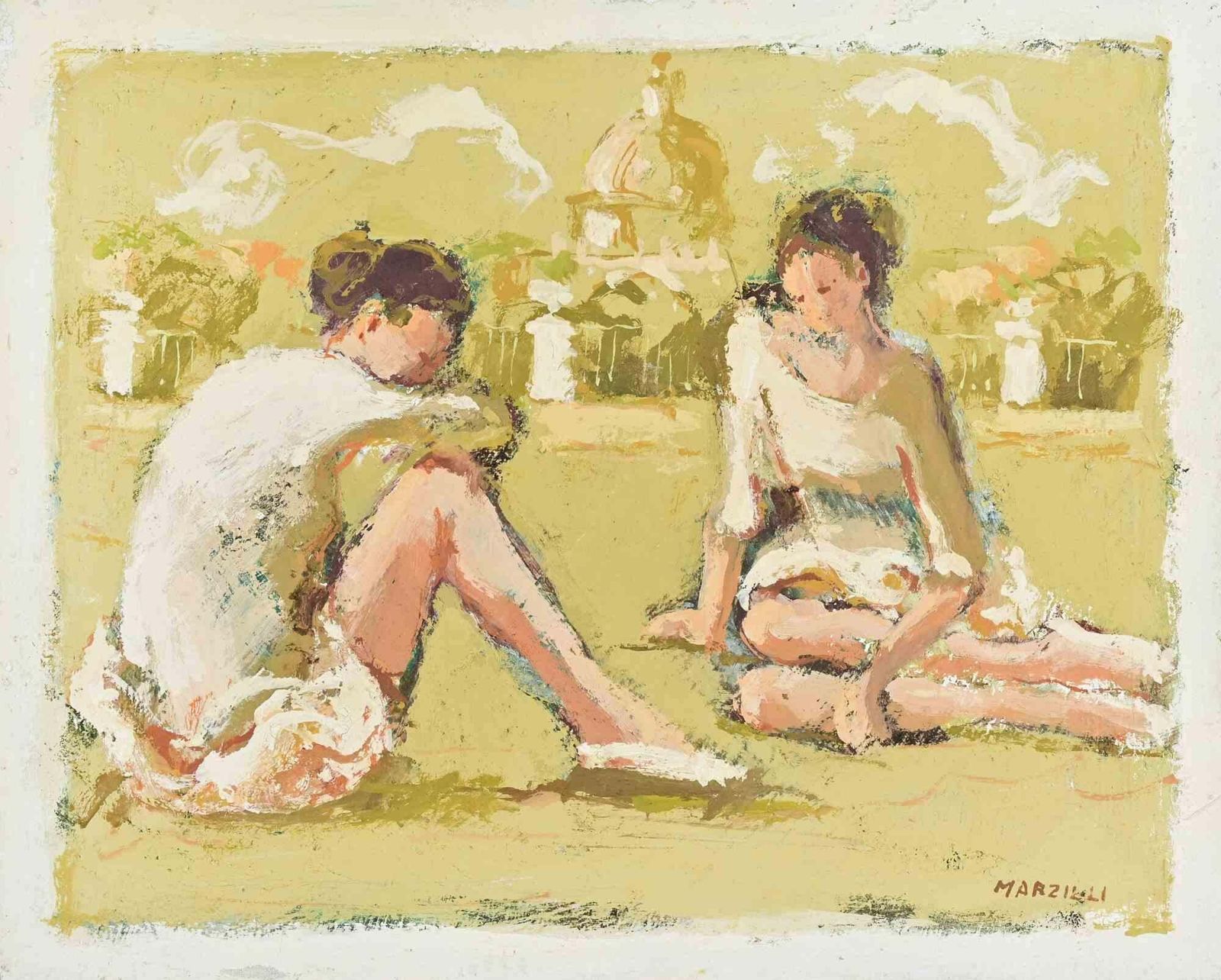 Franco Marzilliballerinas   Oil Painting By Franco Marzilli   1970s1970s photo furniture