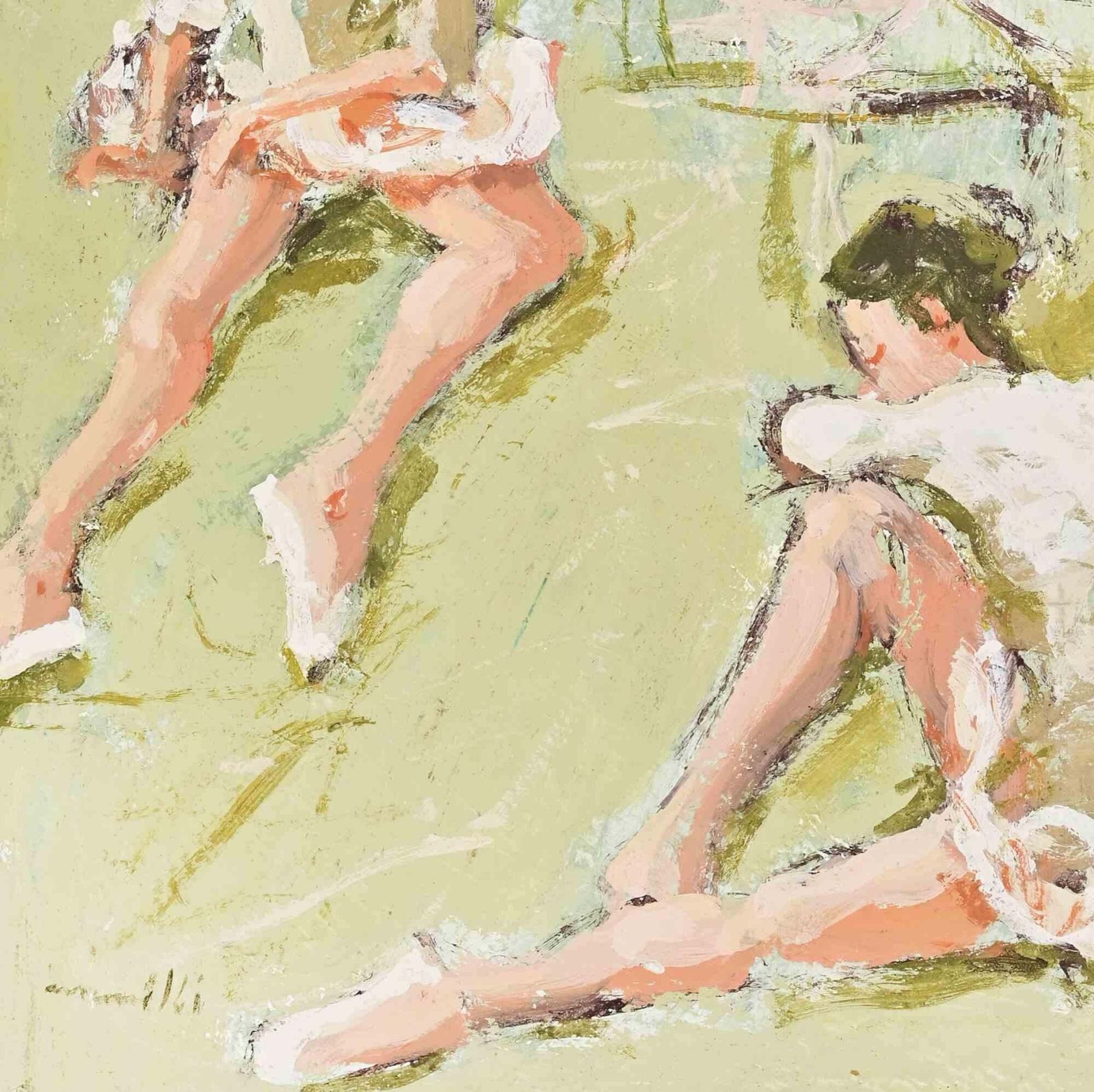 Franco Marzilliballerinas   Oil Painting By Franco Marzilli   1970s1970s photo for sale