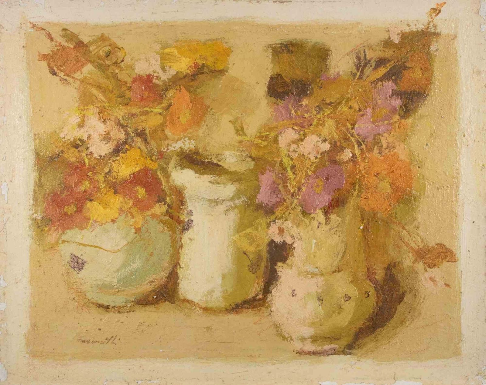 Franco Marzillistill Life   Oil Painting By Franco Marzilli   1970s1970s photo furniture