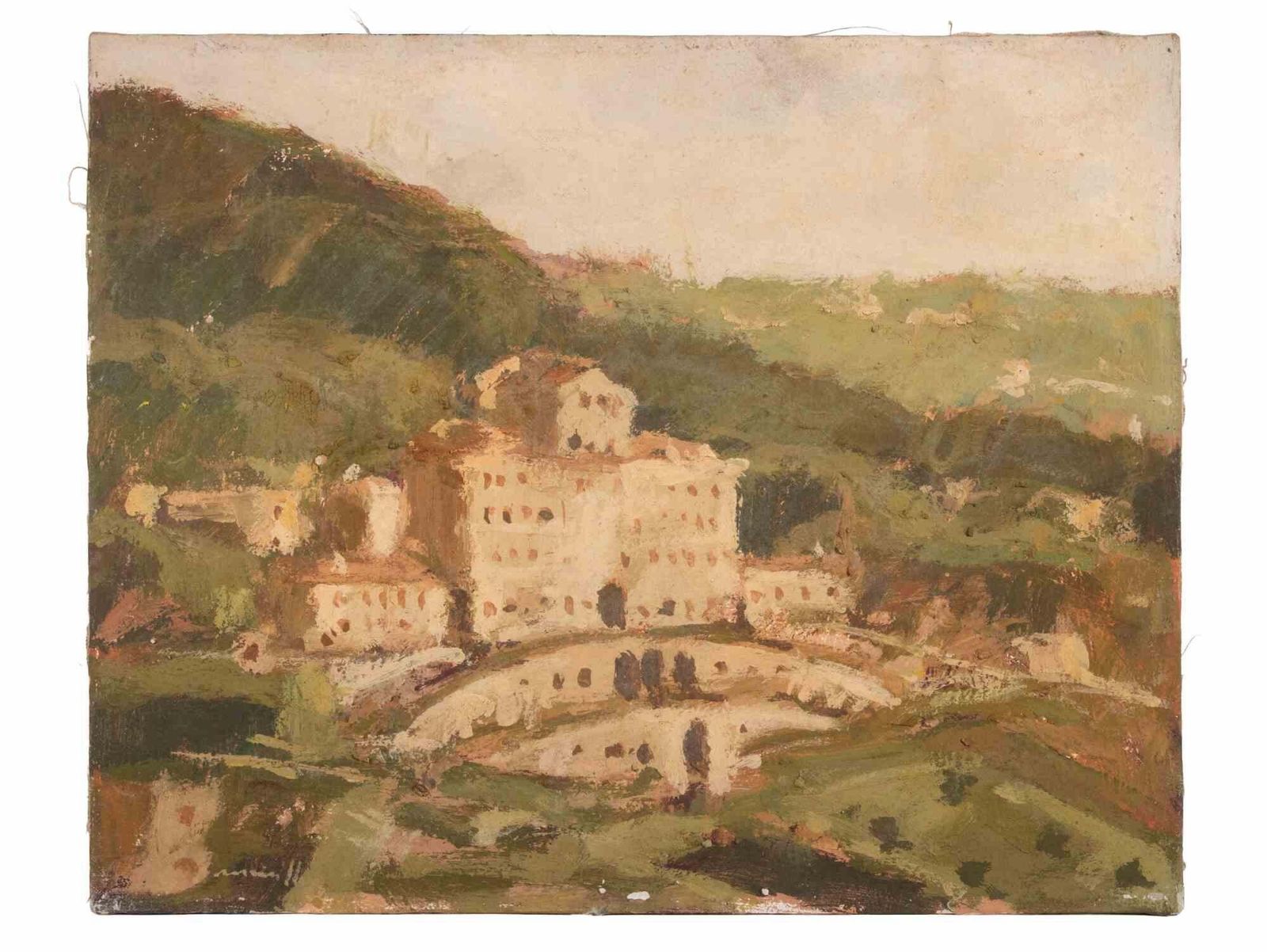 Franco Marzilliview Of Villa Aldobrandini   Frascati   Oil Painting By Franco Marzilli   1970s1970s