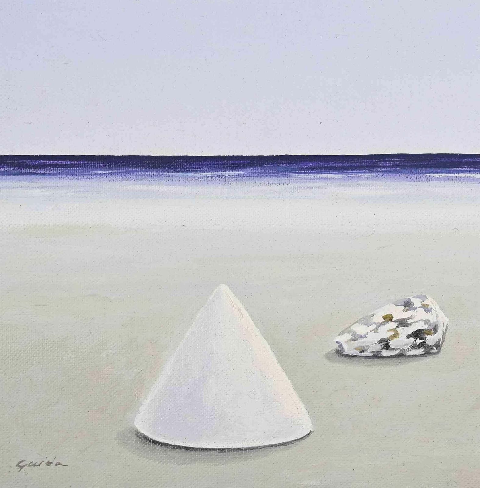 Gino Guidaon The Shoreline   Paint By Gino Guida   1980s1980s photo for sale