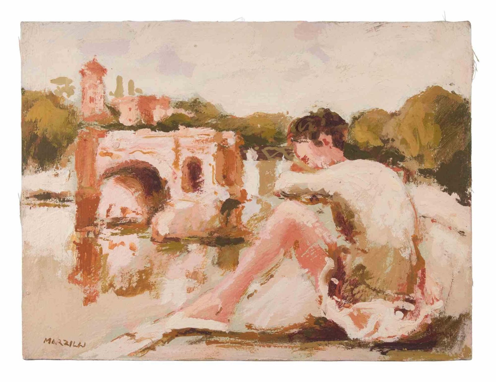 Franco Marzilliballerina   Oil Painting By Franco Marzilli   1970s1970s photo furniture