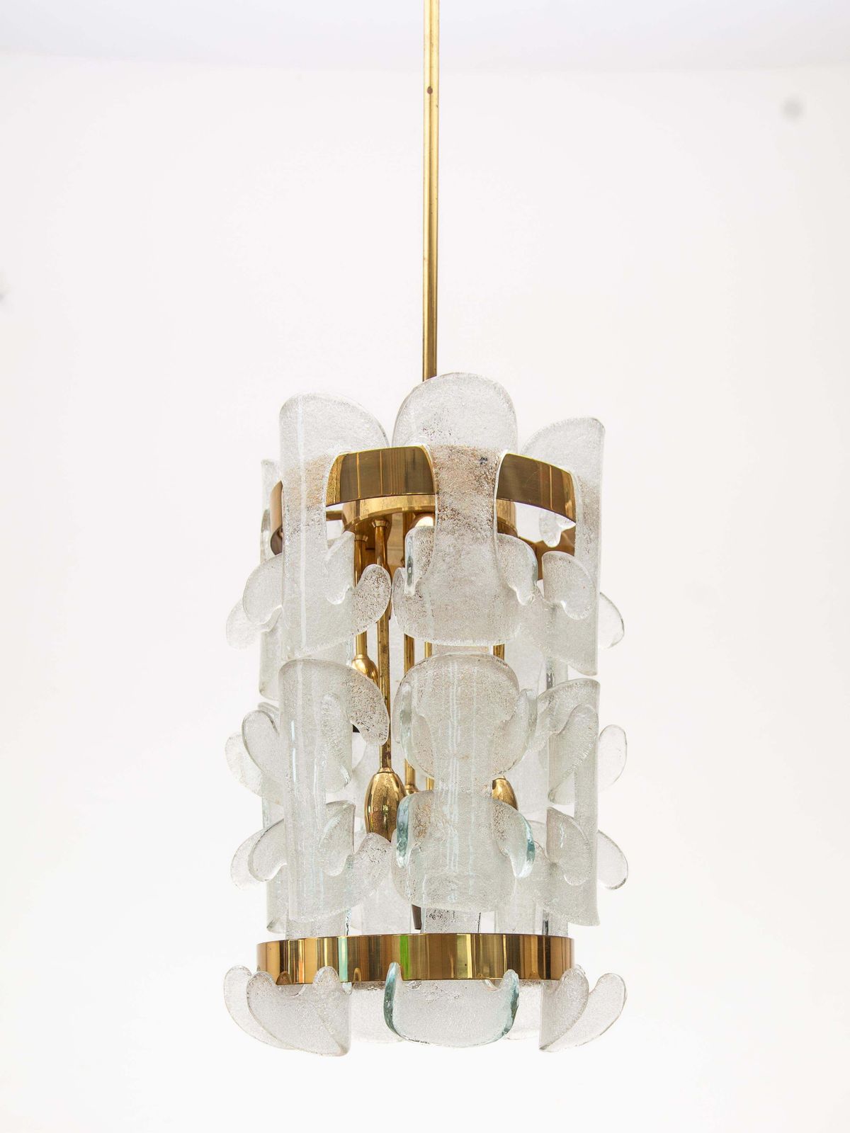 Kalmar Rare Interlocking Glass And Brass Chandelier, 1970s, Model "Catena". photo for sale
