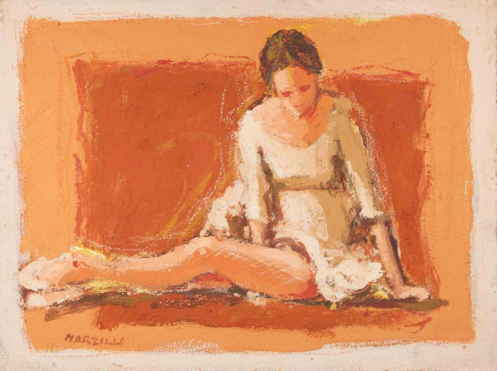 Franco Marzilliballerina On A Red Background   Oil Painting By Franco Marzilli   1970s1970s photo furniture