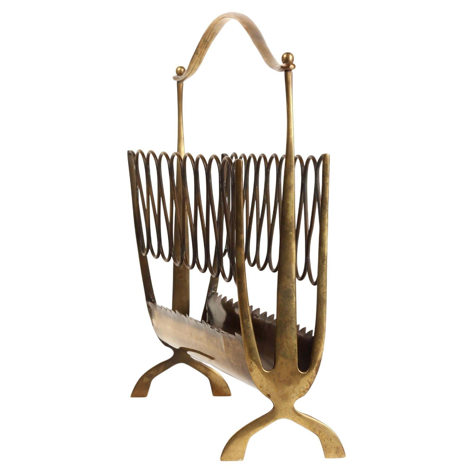 Italian Mid Century Brass Magazine Rack – Gio Ponti Style, 1950s photo buy