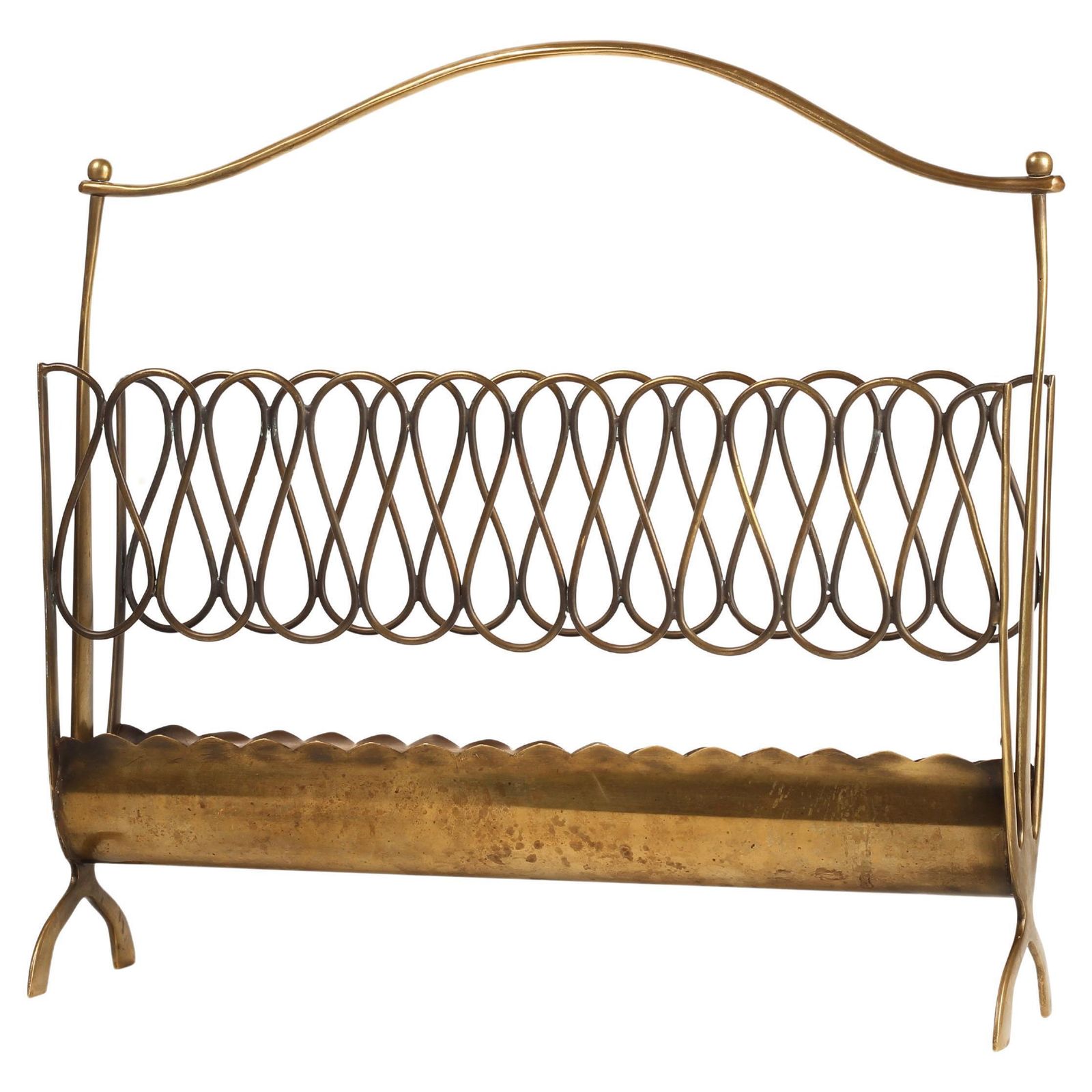photo vinterior Italian Mid Century Brass Magazine Rack – Gio Ponti Style, 1950s