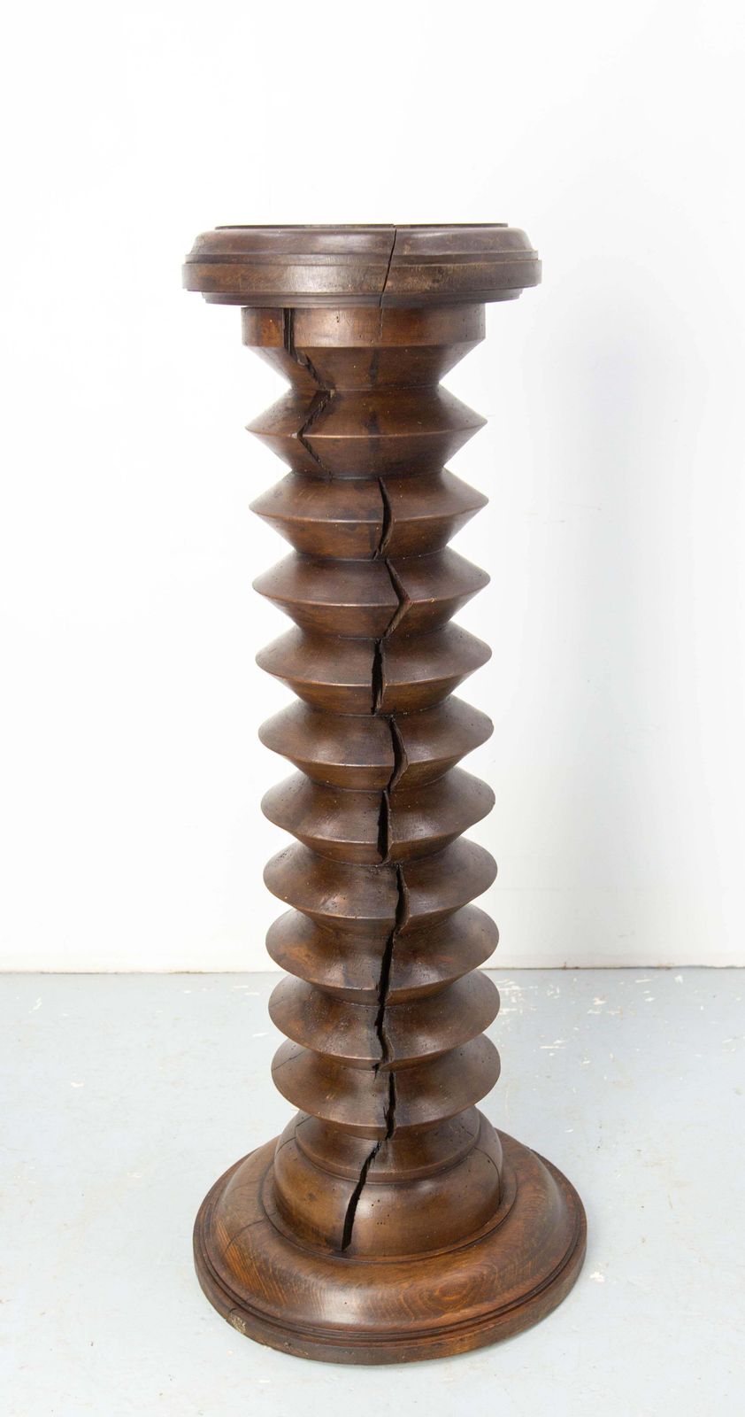 French Midcentury Turned Beech Pedestal Or Plant Holder  Dudouyt Style, C. 1940 photo for sale