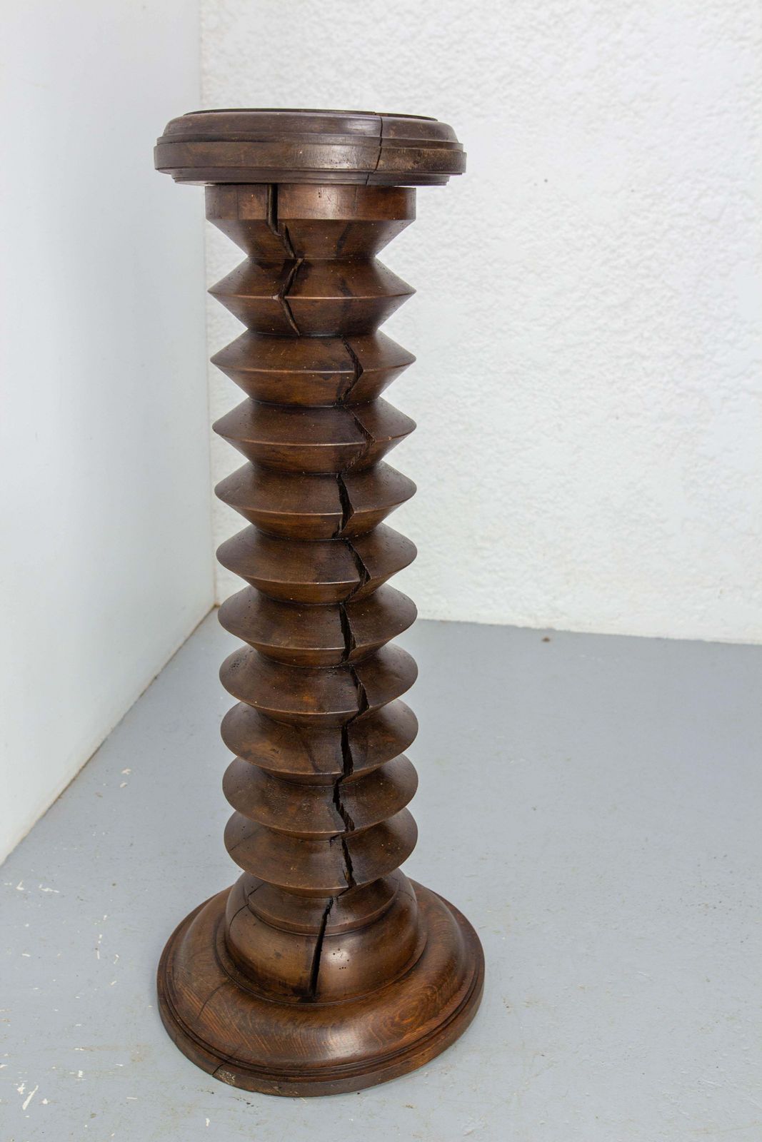 French Midcentury Turned Beech Pedestal Or Plant Holder  Dudouyt Style, C. 1940 photo 1092.0